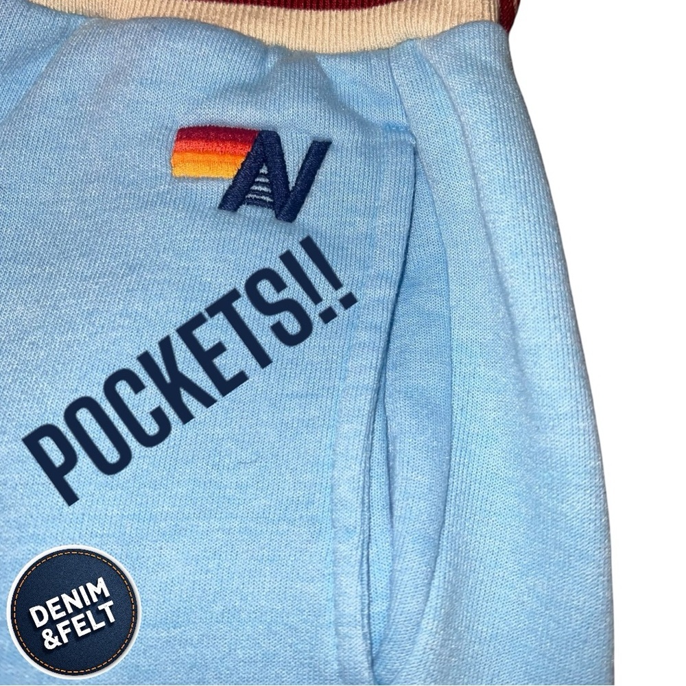 Aviator Nation Women's Sky Blue Rainbow Rib Sweatpant/Joggers w/ Pockets| EUC - Picture 8 of 15
